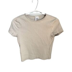 H&M Ribbed Women’s Baby-T in Beige